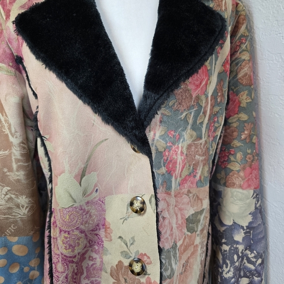 Weavz  Vintage Y2k Faux Suede Fur Multi Jacket North Style Boho S/M - Picture 3 of 7